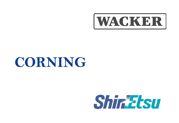 Markenlogos zeigen vertrauenswürdige Hersteller von hochkonsistentem Silikon